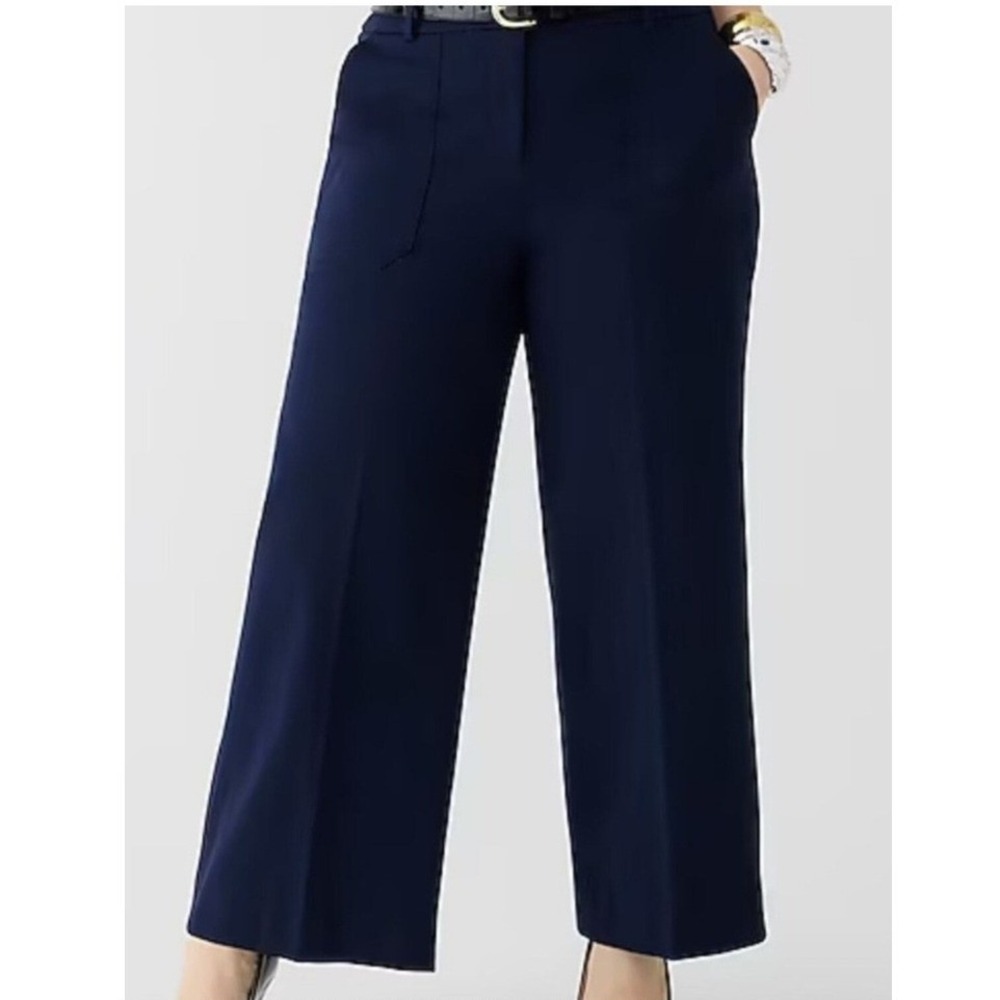 J. Crew Sydney Cropped Wide Leg Pants Navy Blue Size 6